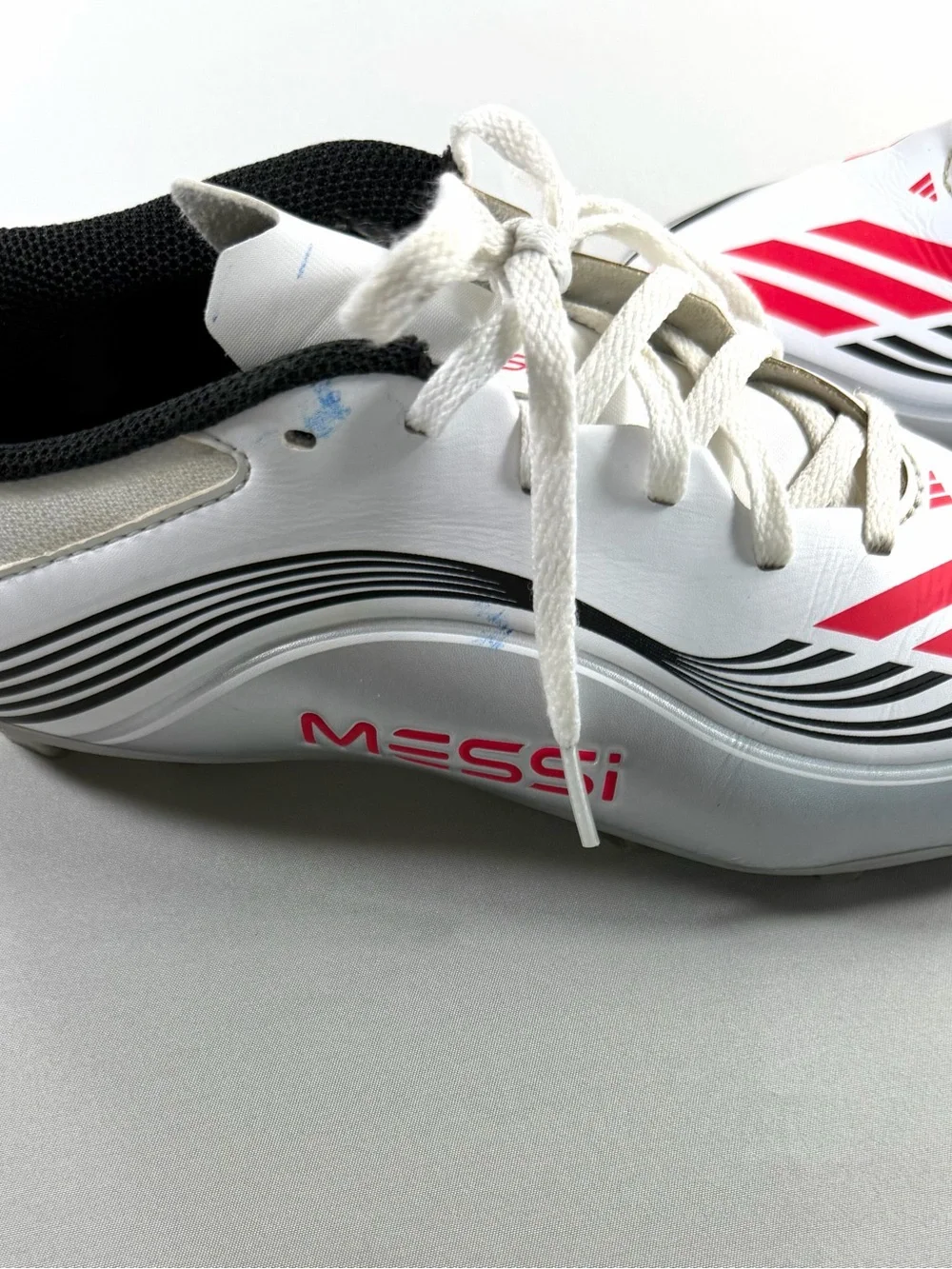 Adidas F50 Messi Soccer Cleats White Silver Red FG Size 6